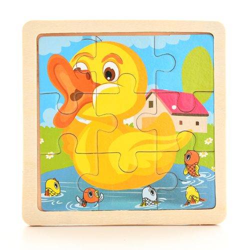 Dřevěné puzzle zvířátka | dřevěné skládačky - 11 x 11 cm - Kachna