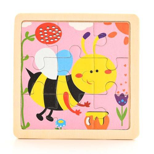 Dřevěné puzzle zvířátka | dřevěné skládačky - 11 x 11 cm - včelička