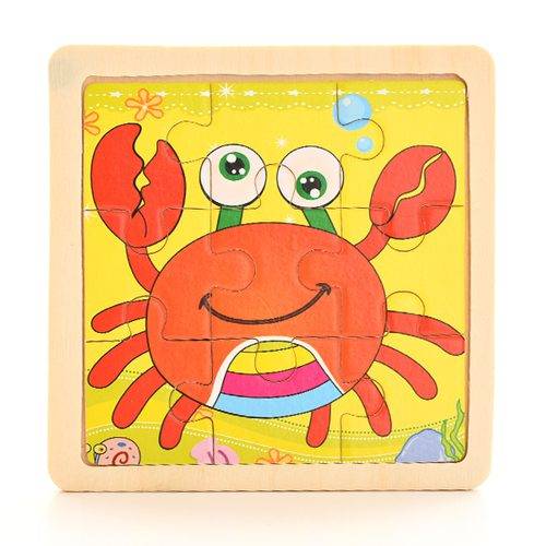 Dřevěné puzzle zvířátka | dřevěné skládačky - 11 x 11 cm - krab