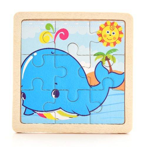 Dřevěné puzzle zvířátka | dřevěné skládačky - 11 x 11 cm - velryba