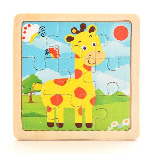 Dřevěné puzzle zvířátka | dřevěné skládačky - 11 x 11 cm - žirafa