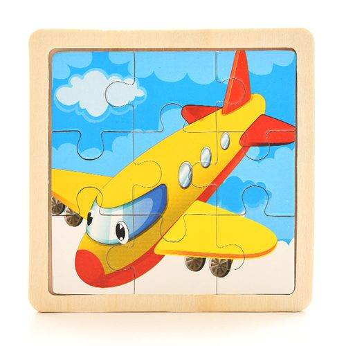 Dřevěné puzzle zvířátka | dřevěné skládačky - 11 x 11 cm - letadlo