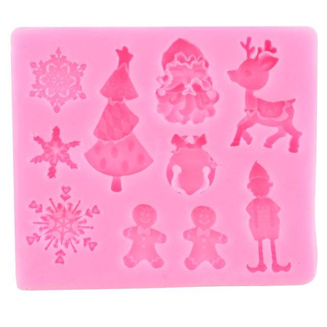 Silikonová forma | forma na mýdlo, vánoční motiv - skřítek sob Santa strom sněhové vločky