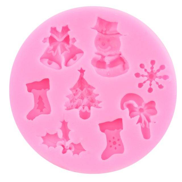 Silikonová forma | forma na mýdlo, vánoční motiv - sněhulák vločka punčocha jmelí zvonky stromek