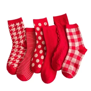 Dámské červené ponožky | červené ponožky s různými vzory