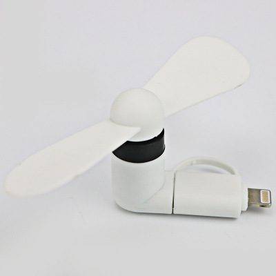 Micro usb větráček | mini ventilátor na mobil, 2v1, pro micro usb a iPhone - Bílý