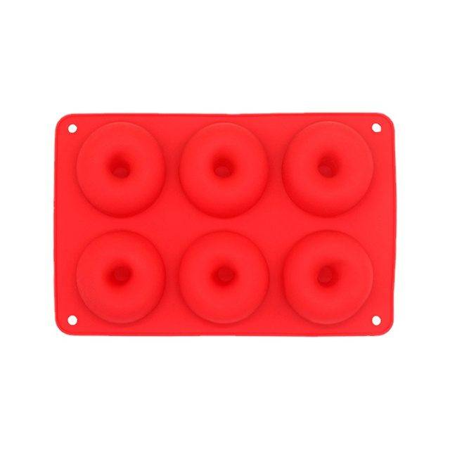 Silikonová forma na donuty | forma na koblihy, šestimístná - červená