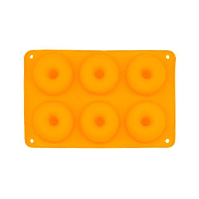 Silikonová forma na donuty | forma na koblihy, šestimístná - Oranžová