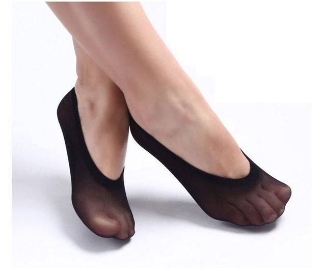 Ponožky do balerín | silikonové ponožky - univerzální velikost, 10 párů - černé, 35-41