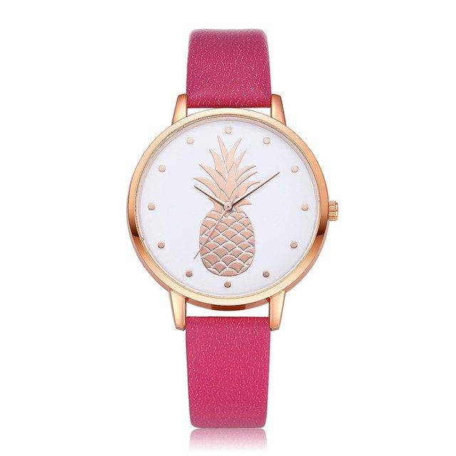 Dámské hodinky | náramkové hodinky, motiv ananas - červené
