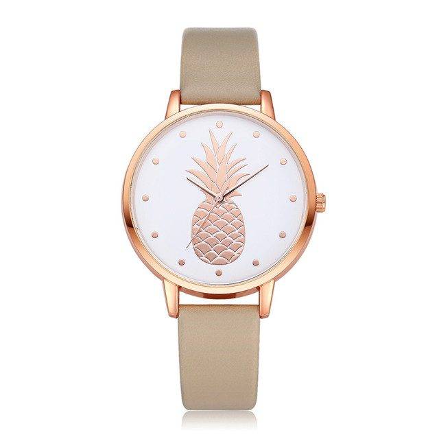 Dámské hodinky | náramkové hodinky, motiv ananas - Béžové