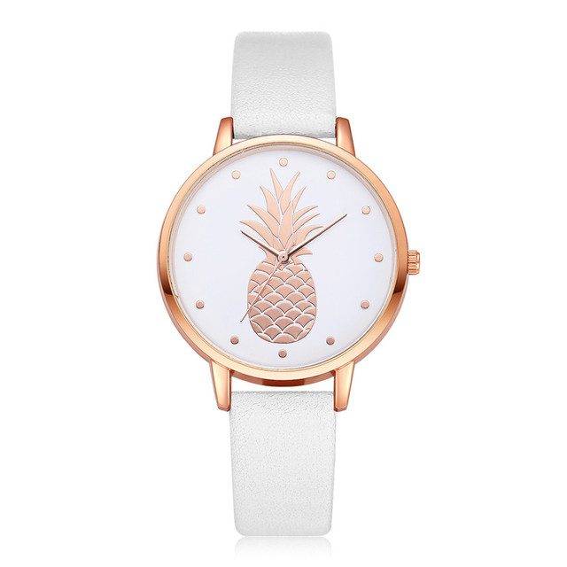 Dámské hodinky | náramkové hodinky, motiv ananas - Bílé
