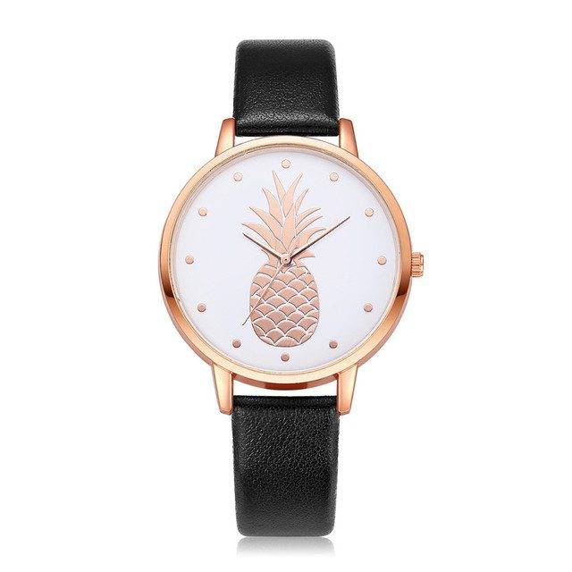 Dámské hodinky | náramkové hodinky, motiv ananas - černé