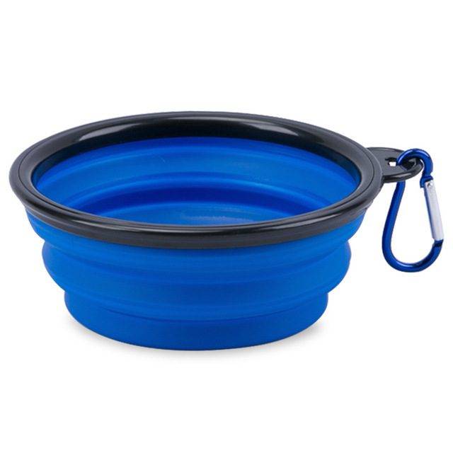 Skládací silikonová miska | cestovní miska pro psa - Modrá, 350 ml