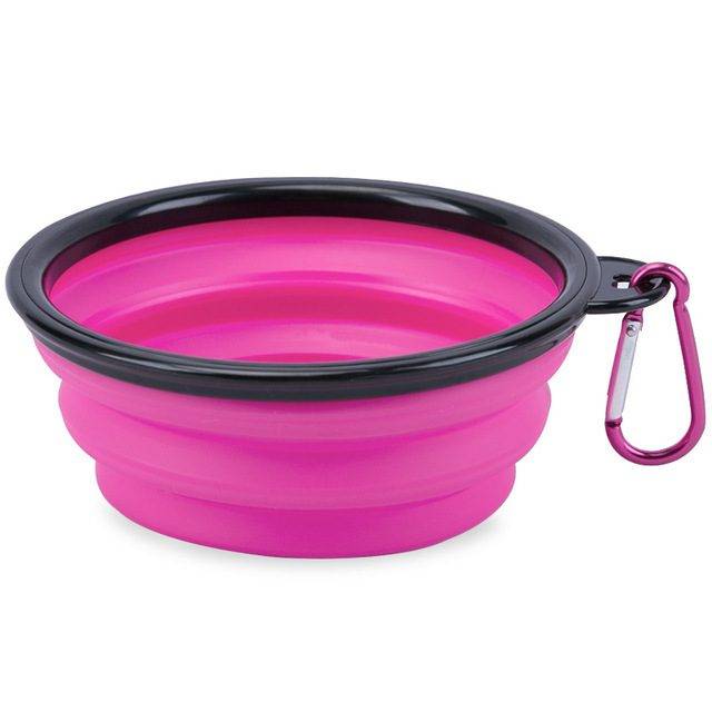 Skládací silikonová miska | cestovní miska pro psa - Růžová, 350 ml