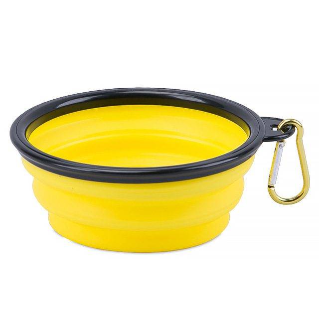 Skládací silikonová miska | cestovní miska pro psa - žlutá, 350 ml