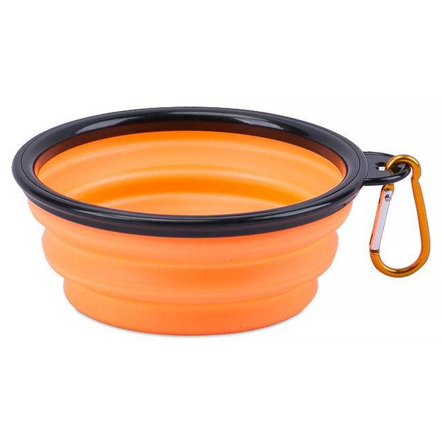 Skládací silikonová miska | cestovní miska pro psa - Oranžová, 350 ml