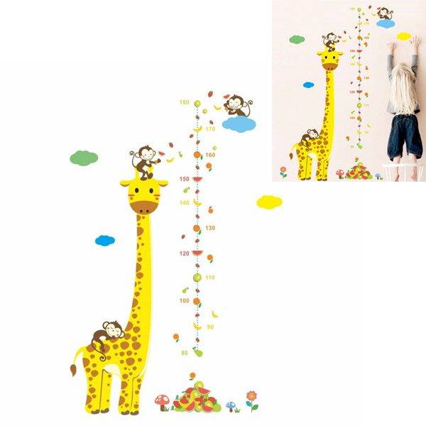 Dětský metr na zeď | samolepicí metr s žirafou - 180 cm