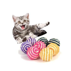Hračka pro kočku | míček ze sisalového vlákna – náhodná barva