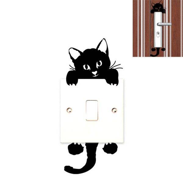 Samolepící dekorace na zeď | samolepka na vypínač kočka