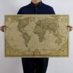 Tapeta mapa světa | mapa na stěnu papírová, 72 x 47 cm
