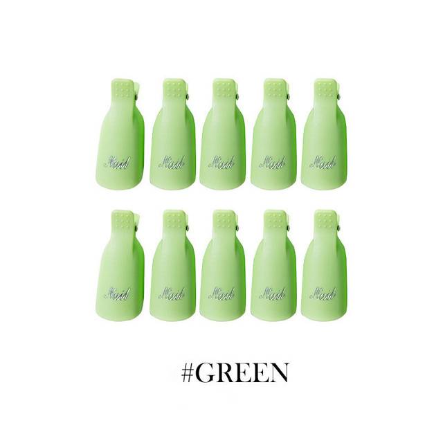 Klipy na odstraňování gelového laku na nehty - zelená - 10ks