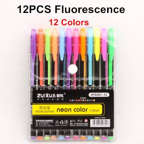 Sada barevných gelových per | 12 kusů - 12Barevná fluorescence