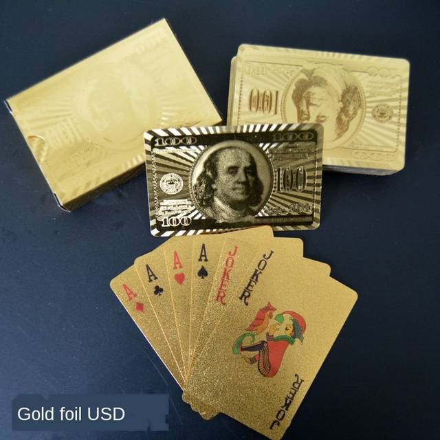 Plastové pokerové karty - zlatých USD