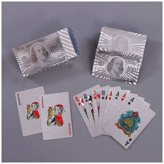 Plastové pokerové karty - Stříbrný USD