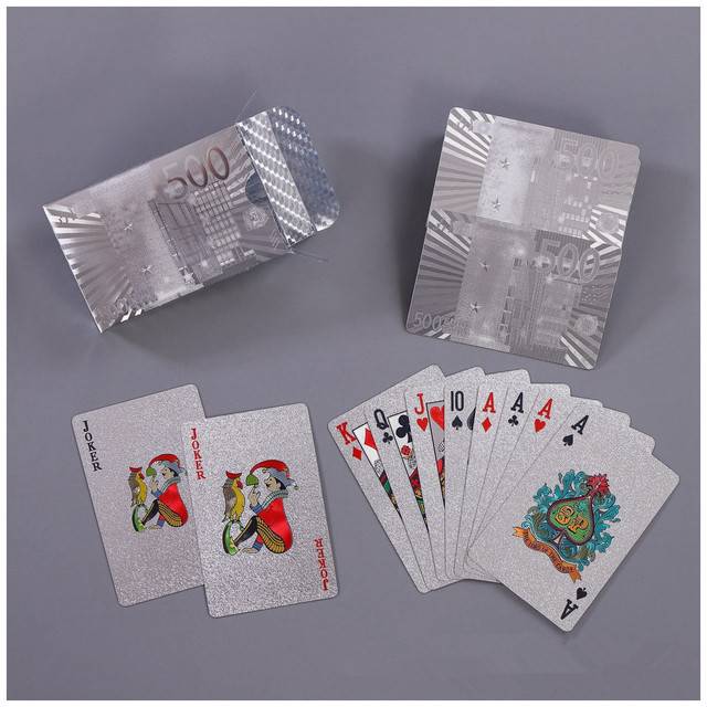 Plastové pokerové karty - Stříbrné EURO