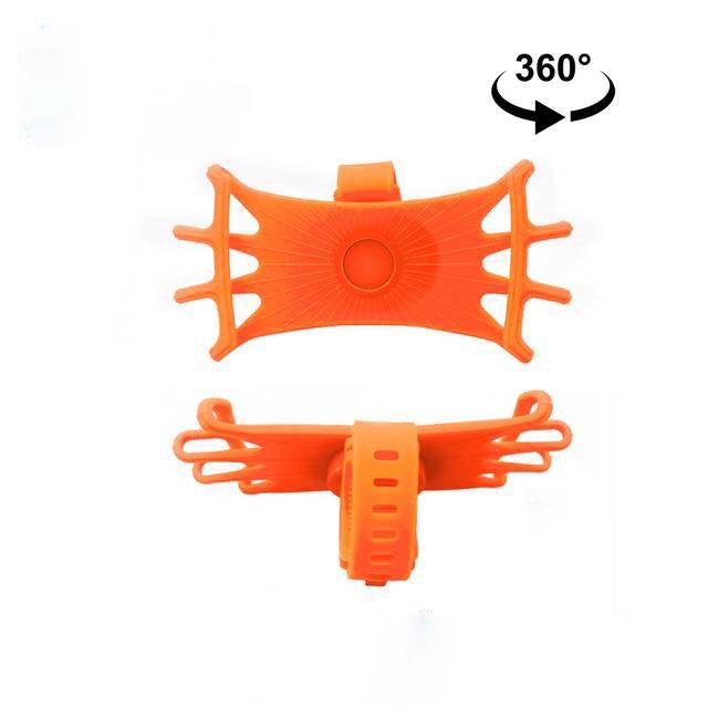 360° otočný silikonový držák na telefon pro kolo a motorku - Oranžová