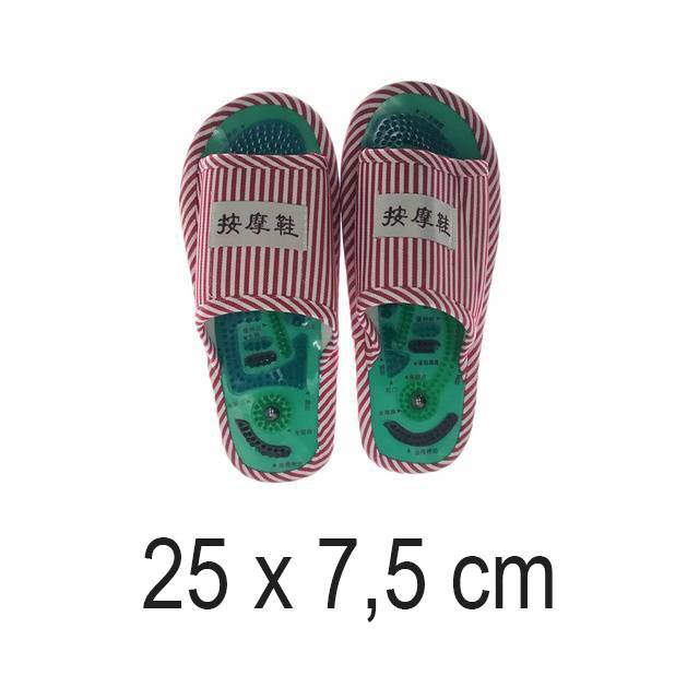 Masážní pantofle s akupresurními magnetickými body - Červená - délka 25 cm