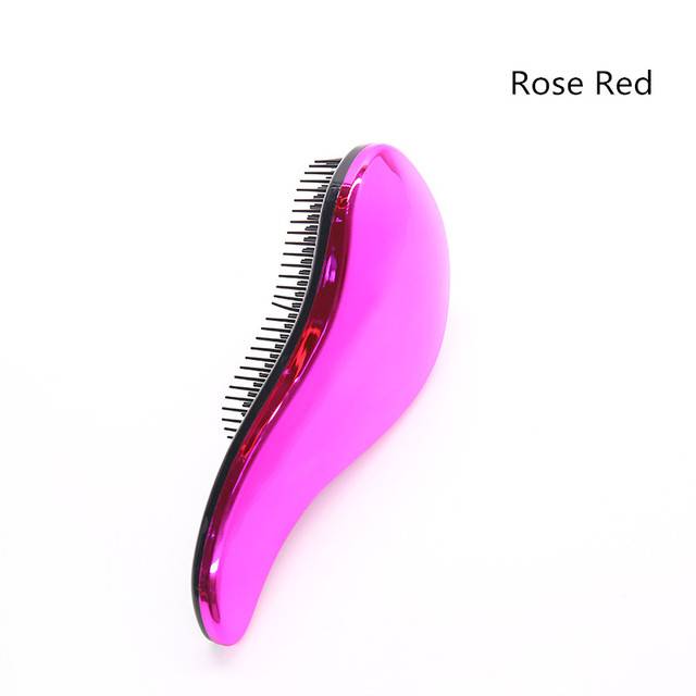 Lesklý masážní kartáč na vlasy - Růžová