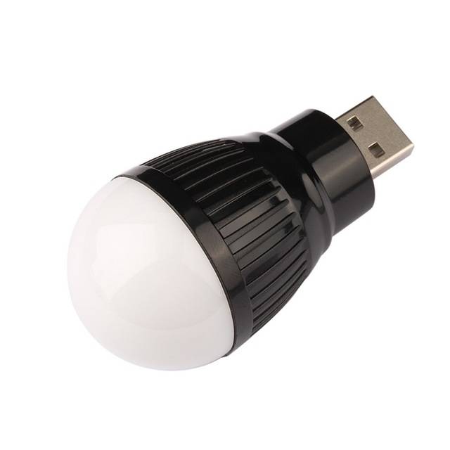 USB světlo | lampička na čtení, motiv žárovka - Černé