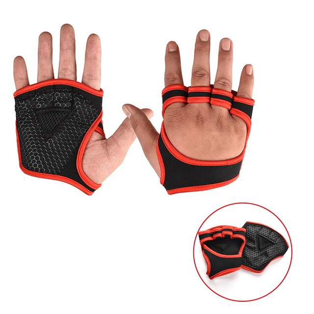 Fitness rukavice na cvičení - Červená Bez zápěstí-C, M