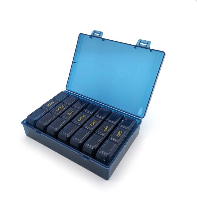 Cestovní krabička na léky s organizátorem - Modrá
