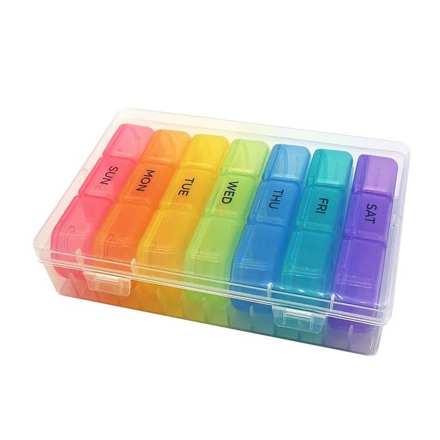 Cestovní krabička na léky s organizátorem - Bílo-barevné