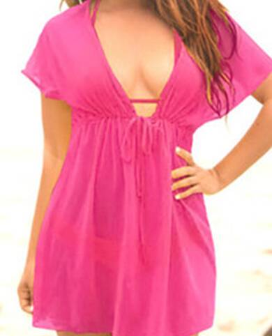 Letní plážové šaty přes plavky - Růžová
