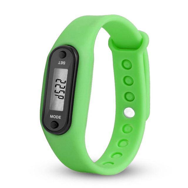Sportovní hodinky s krokoměrem | silikonové hodinky, unisex - Zelené