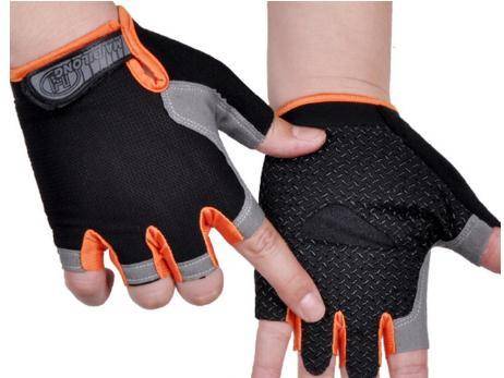 Protiskluzové poloprstové cyklistické rukavice - Styl 2-Oranžová, L