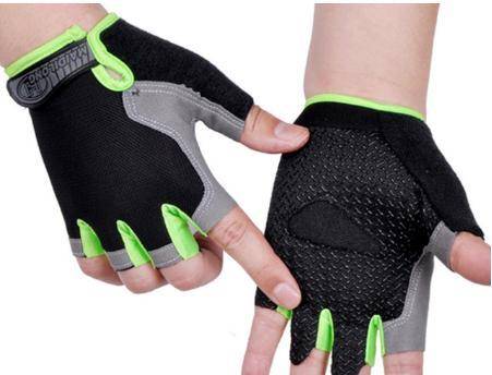 Protiskluzové poloprstové cyklistické rukavice - Styl 2-Green, L