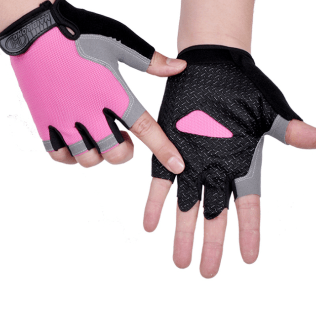 Protiskluzové poloprstové cyklistické rukavice - Styl 2-růžový, L