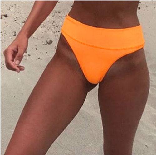 Plavkové kalhotky s vysokým pasem - Oranžová, XL