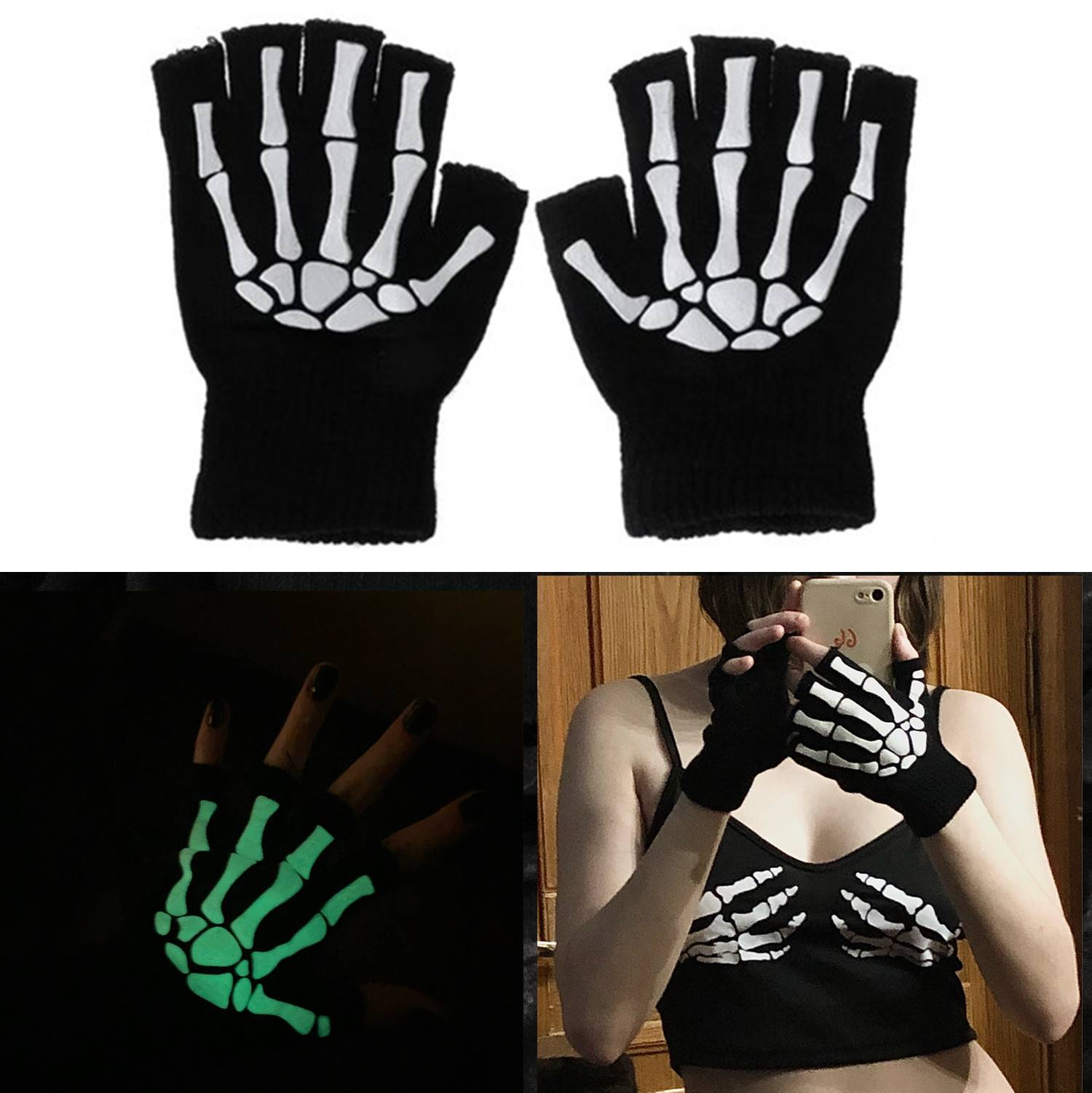 Rukavice kostlivec svítící ve tmě | pletené rukavice