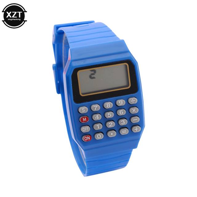 Dětské náramkové školní hodinky s kalkulačkou - Modrá