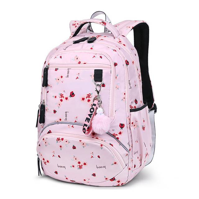 Školní dívčí batoh s květinovým designem - Růžový květ