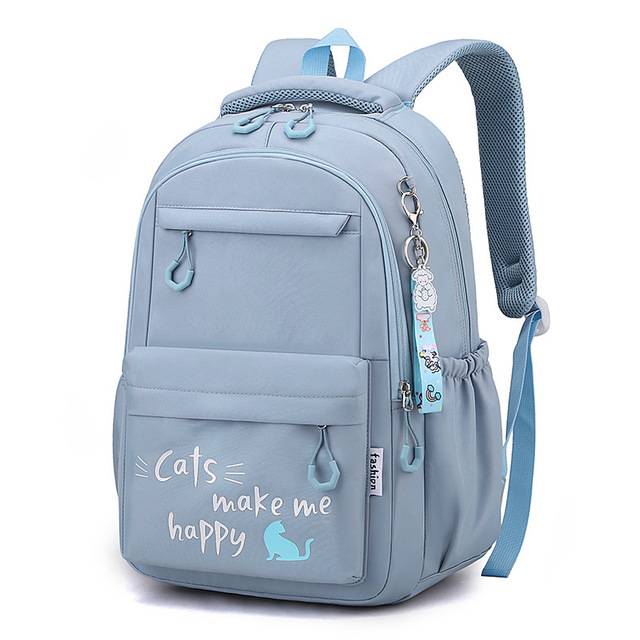 Dívčí školní batoh s kočičím motivem - Modrá