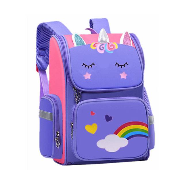 Dívčí školní batoh s jednorožcem - Fialová-1