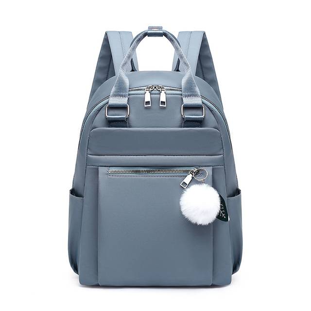 Dámský módní batoh s plyšovou koulí - Modrá