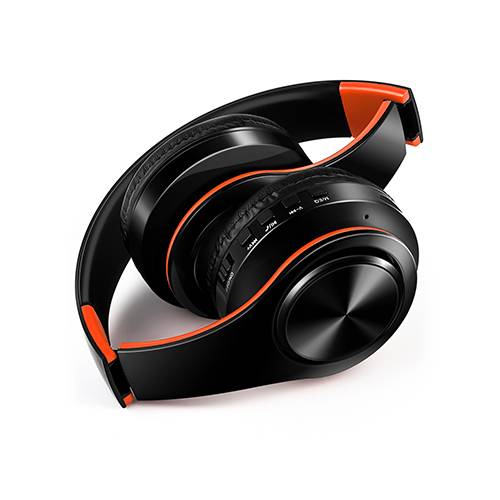 Bezdrátová bluetooth sluchátka - oranžově černá